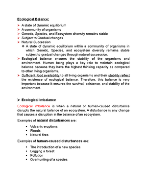 Ecological Imbalance - Ecological Imbalance What do you mean by ...