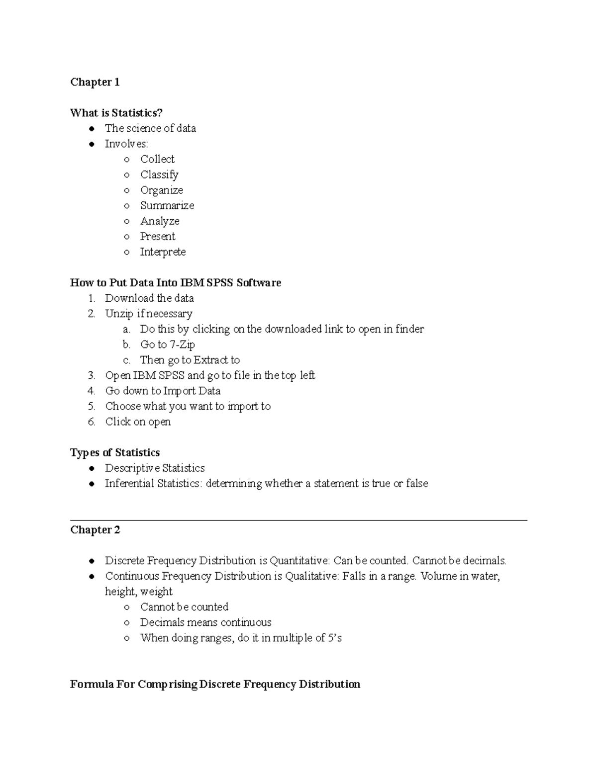 Overall Class Notes - Chapter 1 What is Statistics? The science of data ...