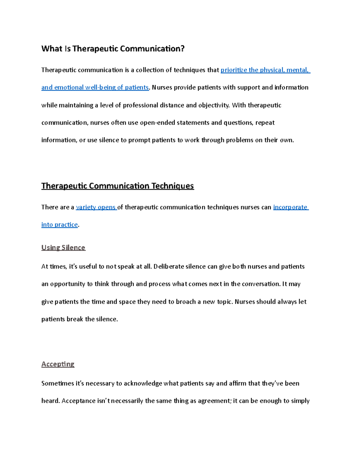 Therapeutic communication What Is Therapeutic Communication