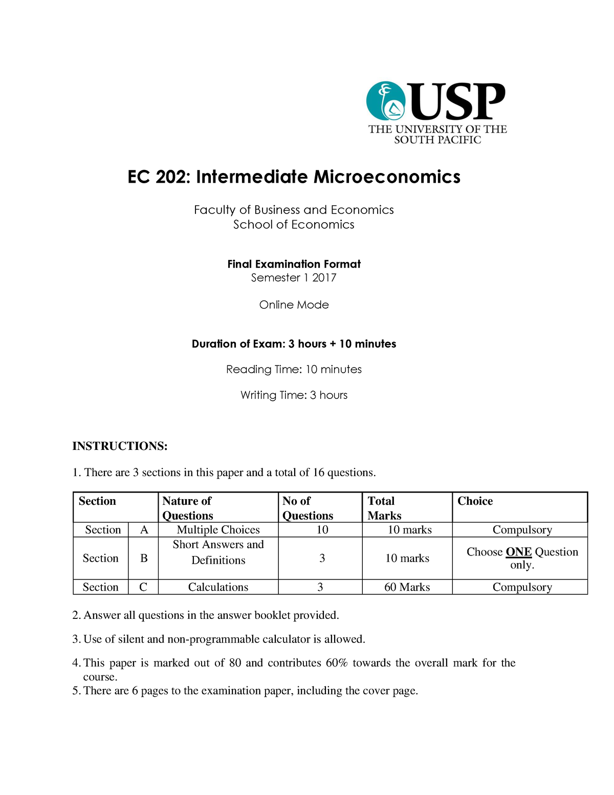 EC202 Exam 6 - All The Best - EC 202: Intermediate Microeconomics ...