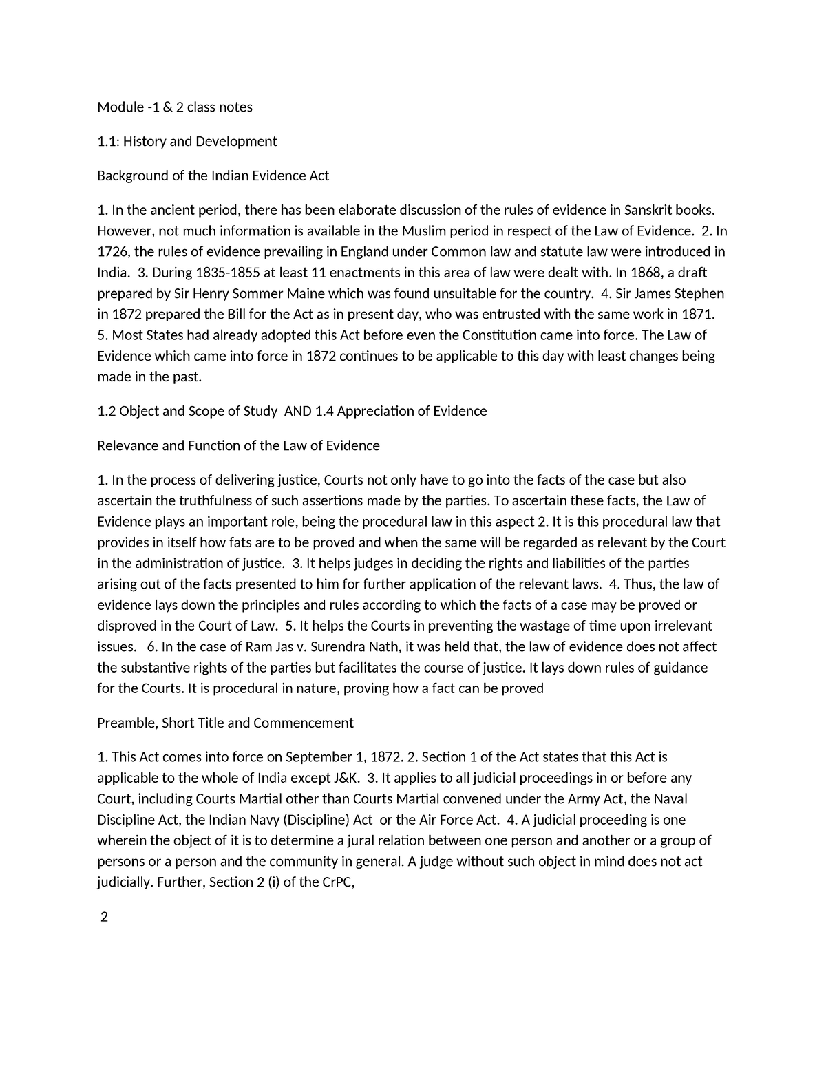 Notes ON Module 1 - Summary Law Of Crimes - Module -1 & 2 class notes 1 ...