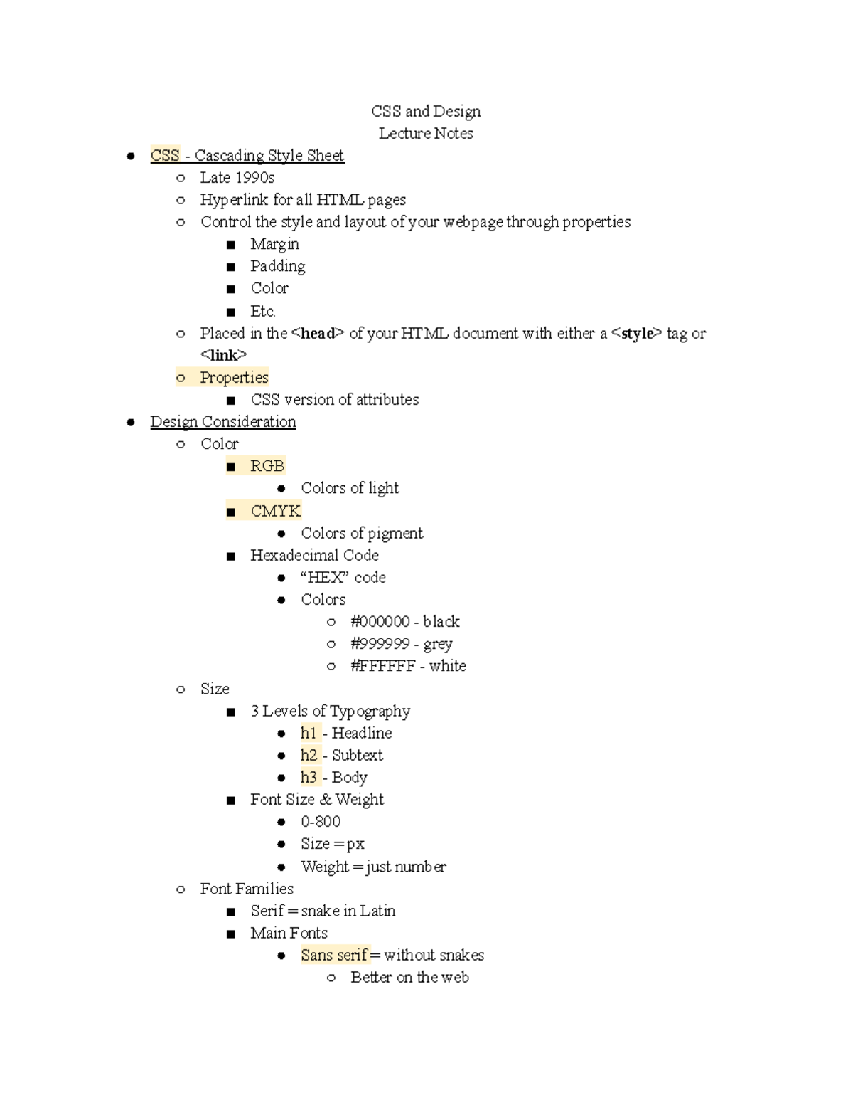 CSS and Design (9 14 22) - CSS and Design Lecture Notes CSS - Cascading ...