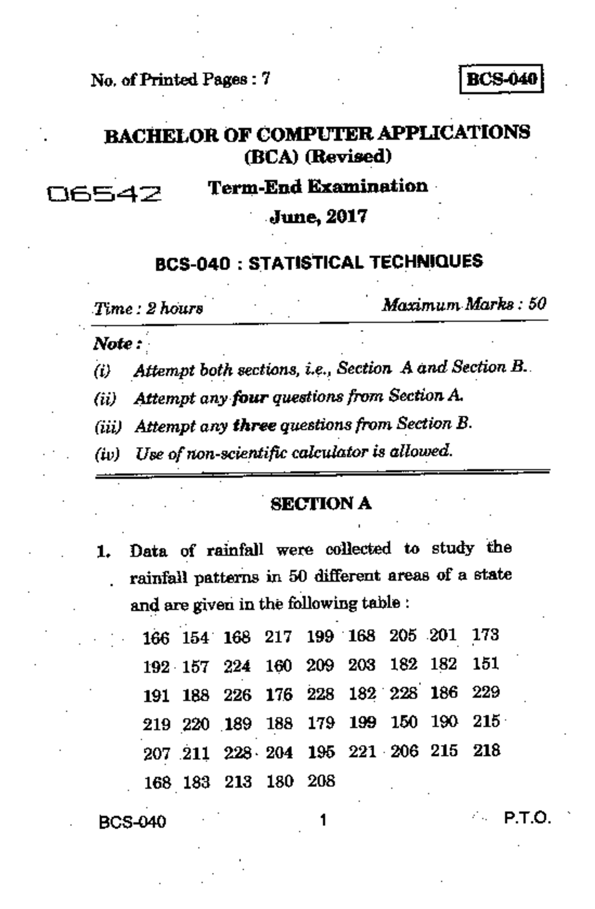 BCS 040 previous year question paper No. of Printed Pages 7