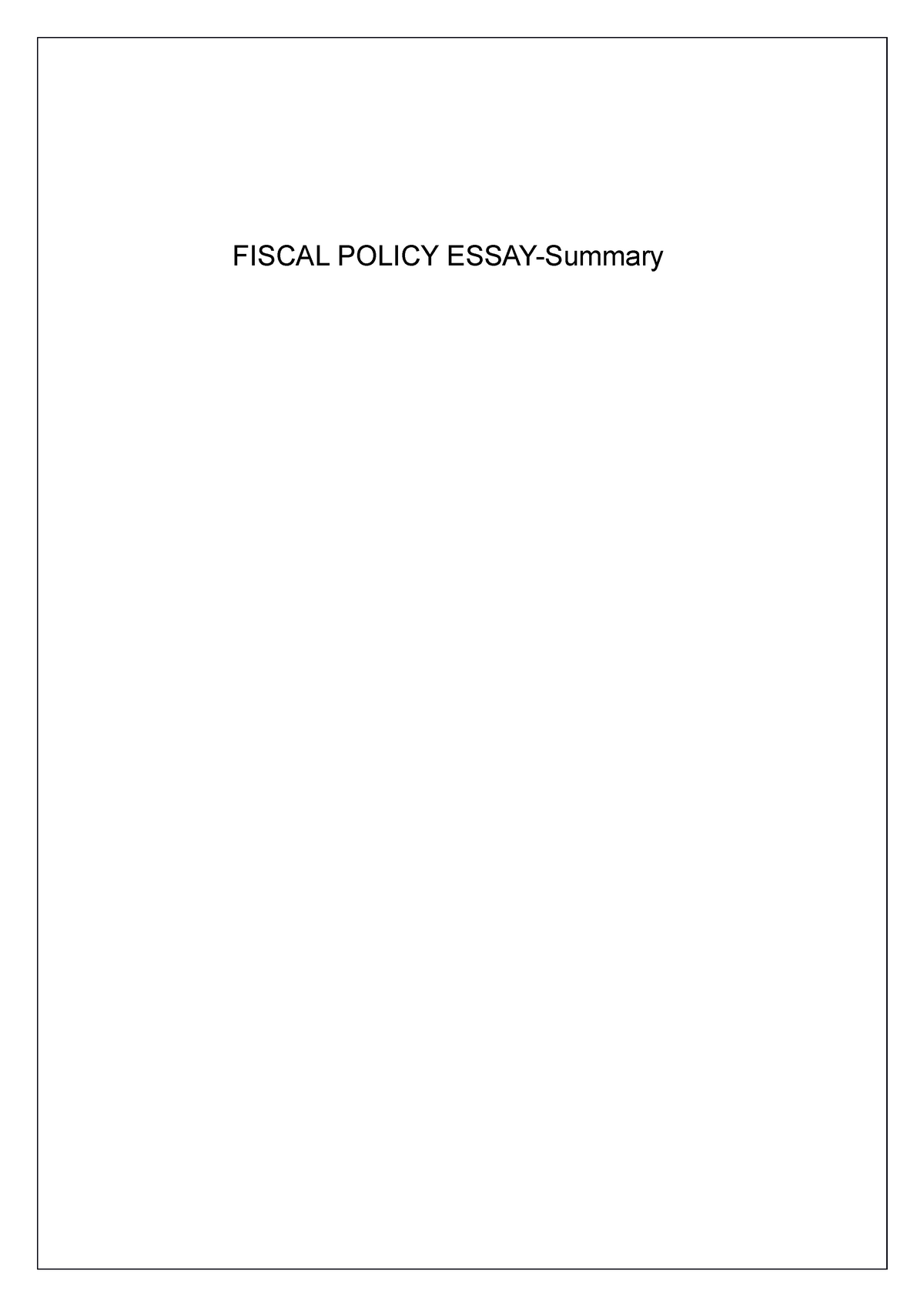 fiscal policy essay