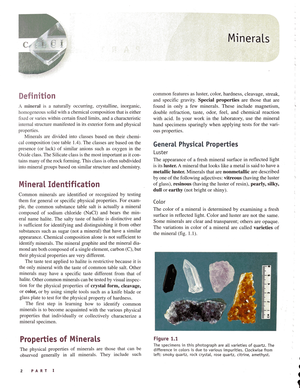 GEOL 113- EXAM 1 Notes - prof.annote - Week 1- Thursday Minerals and ...