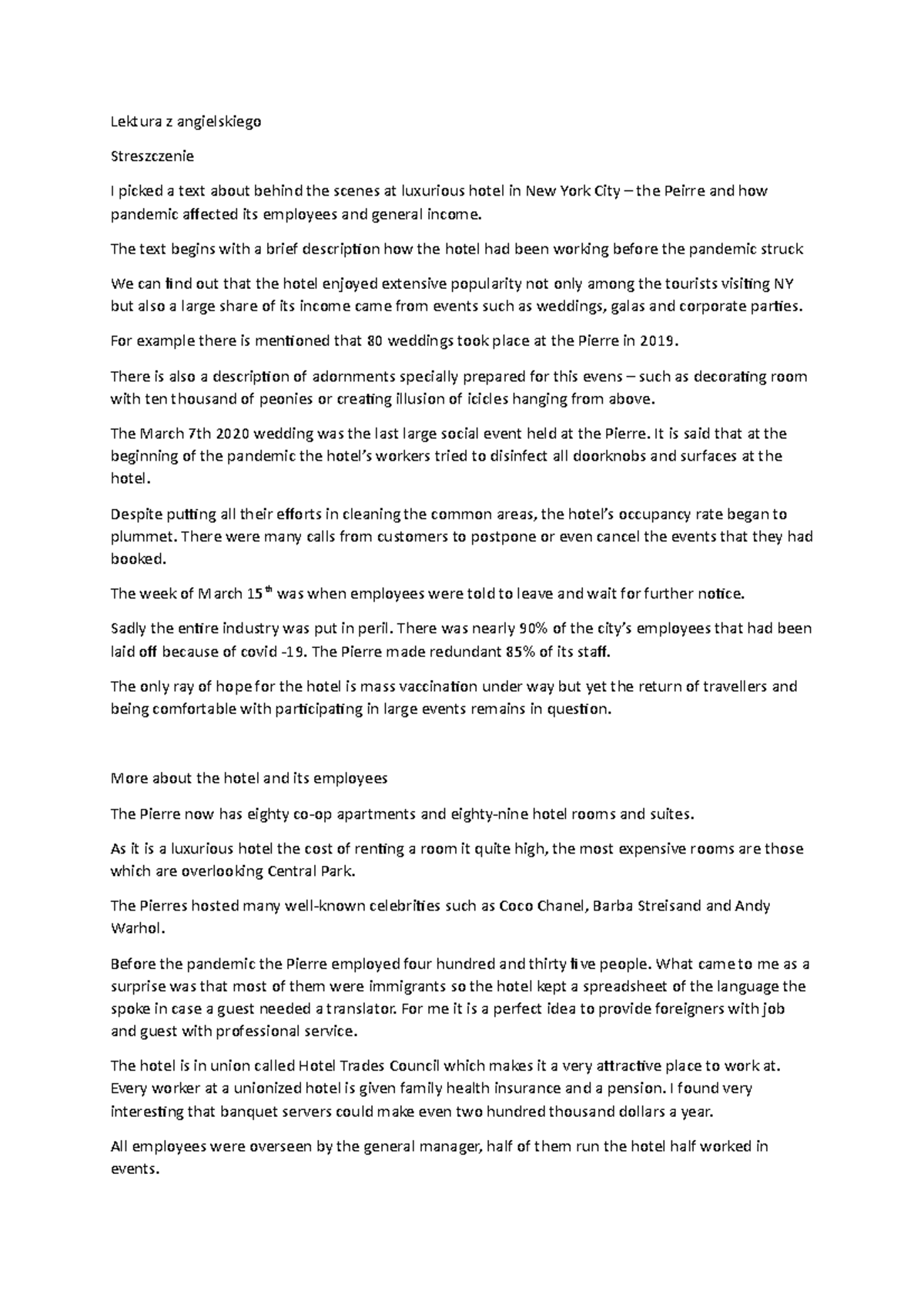 Lektura z angielskiego tekst do mówienia Lektura z angielskiego