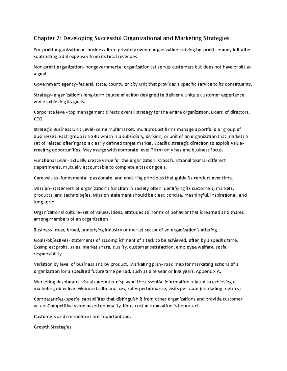 Chapter 2 MARK - Marketing: The Core - Chapter 2: Developing Successful ...