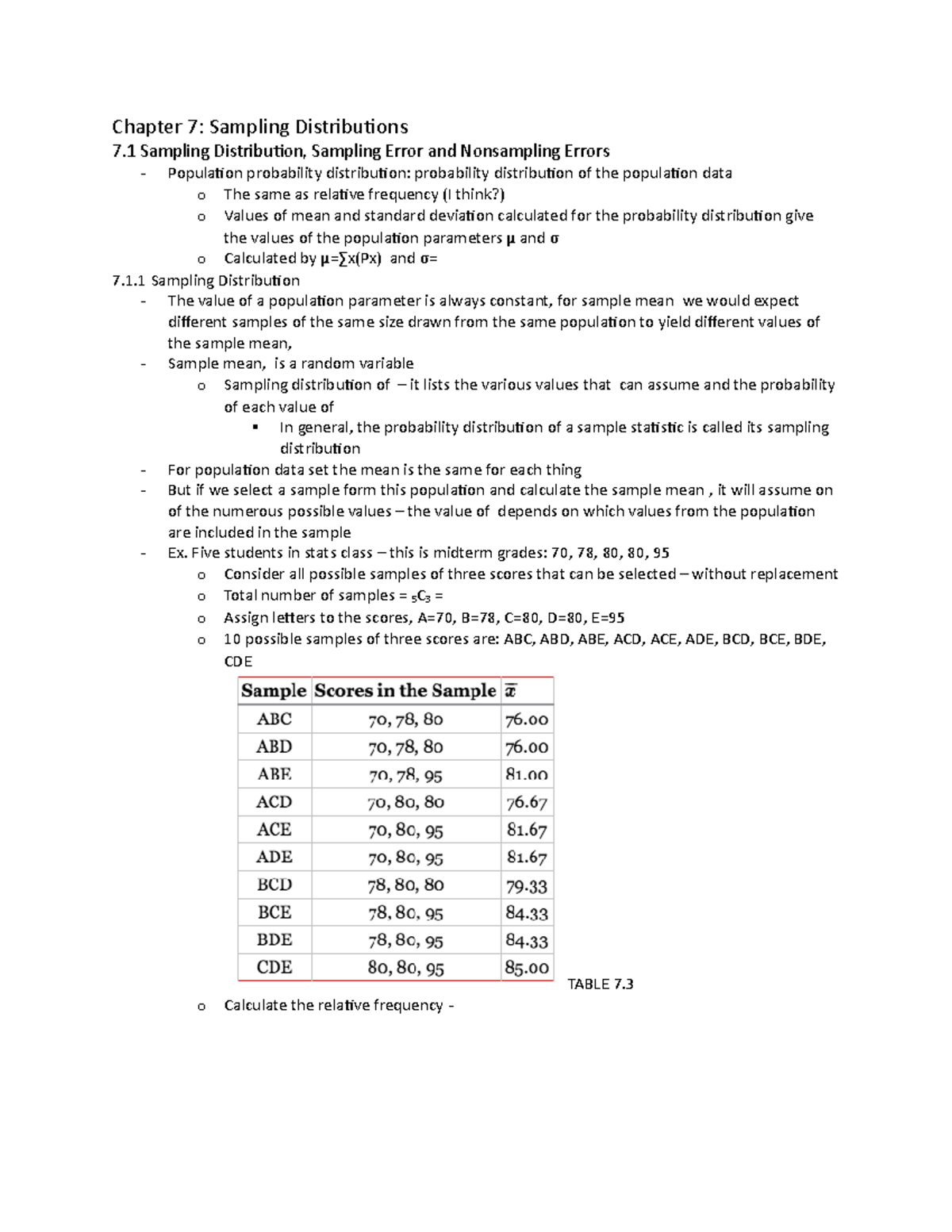 Chapter 7 - Chapter 7: Sampling Distributions 7 Sampling Distribution ...