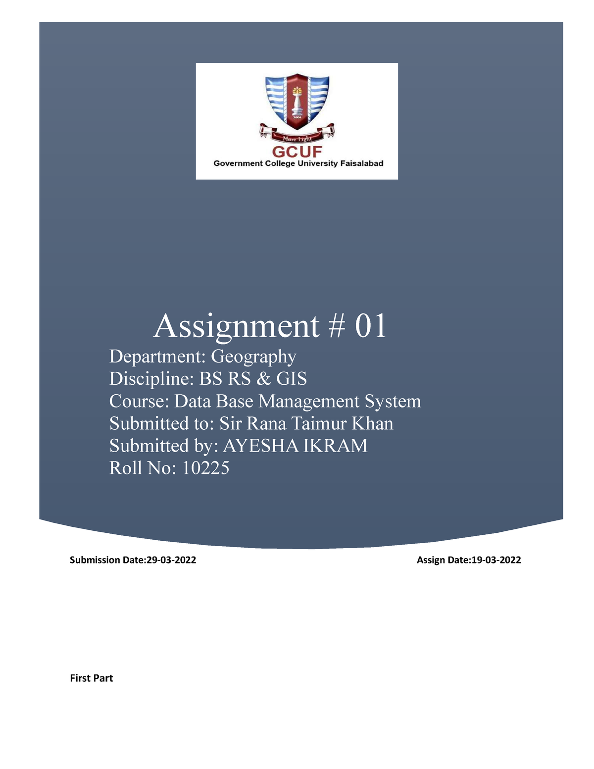 gcuf assignment title page doc