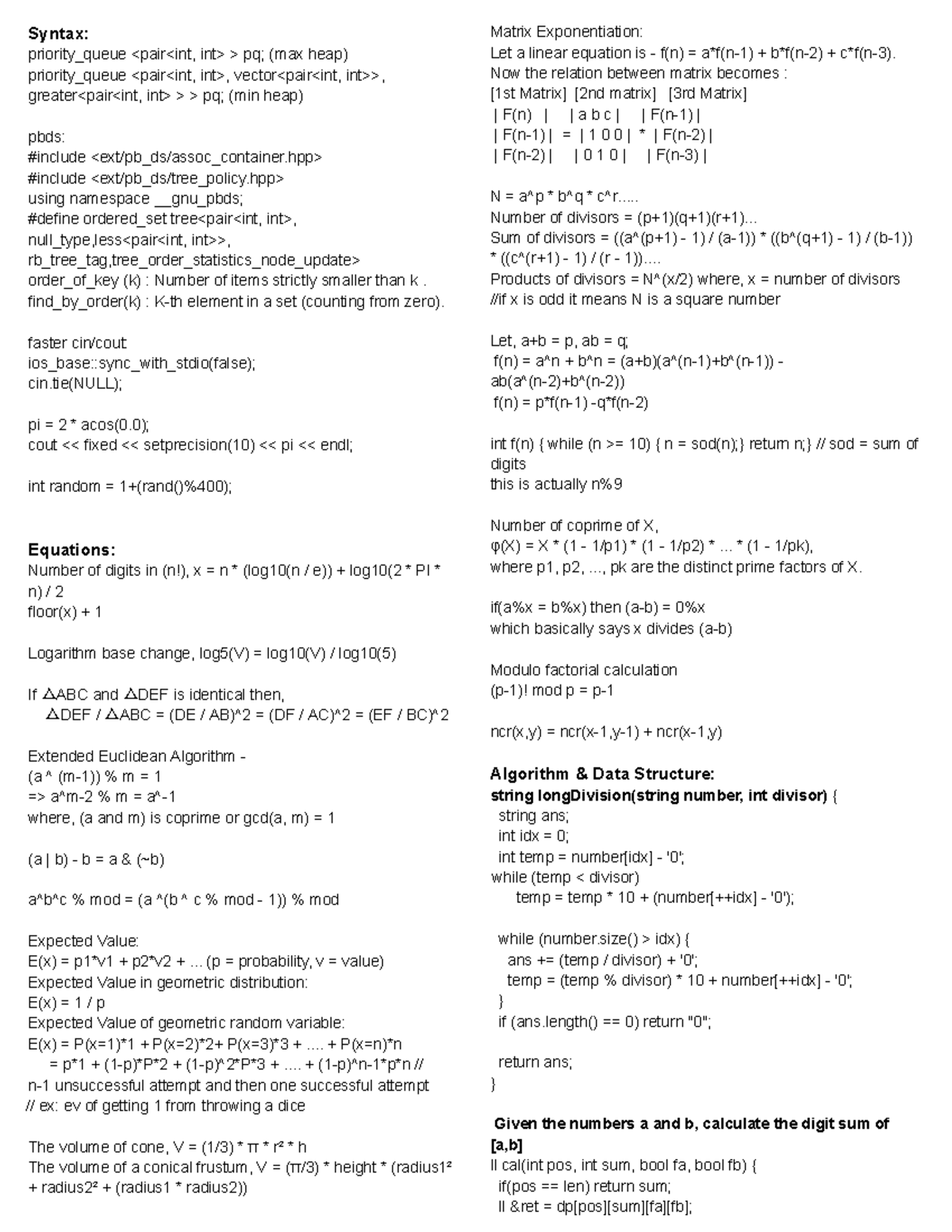 Programming Notes - Syntax: priority_queue pq; (max heap) - Studocu