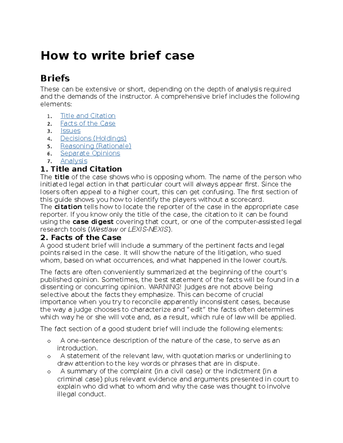 Case Brief Template 04 How To Write Brief Case Briefs These Can Be 