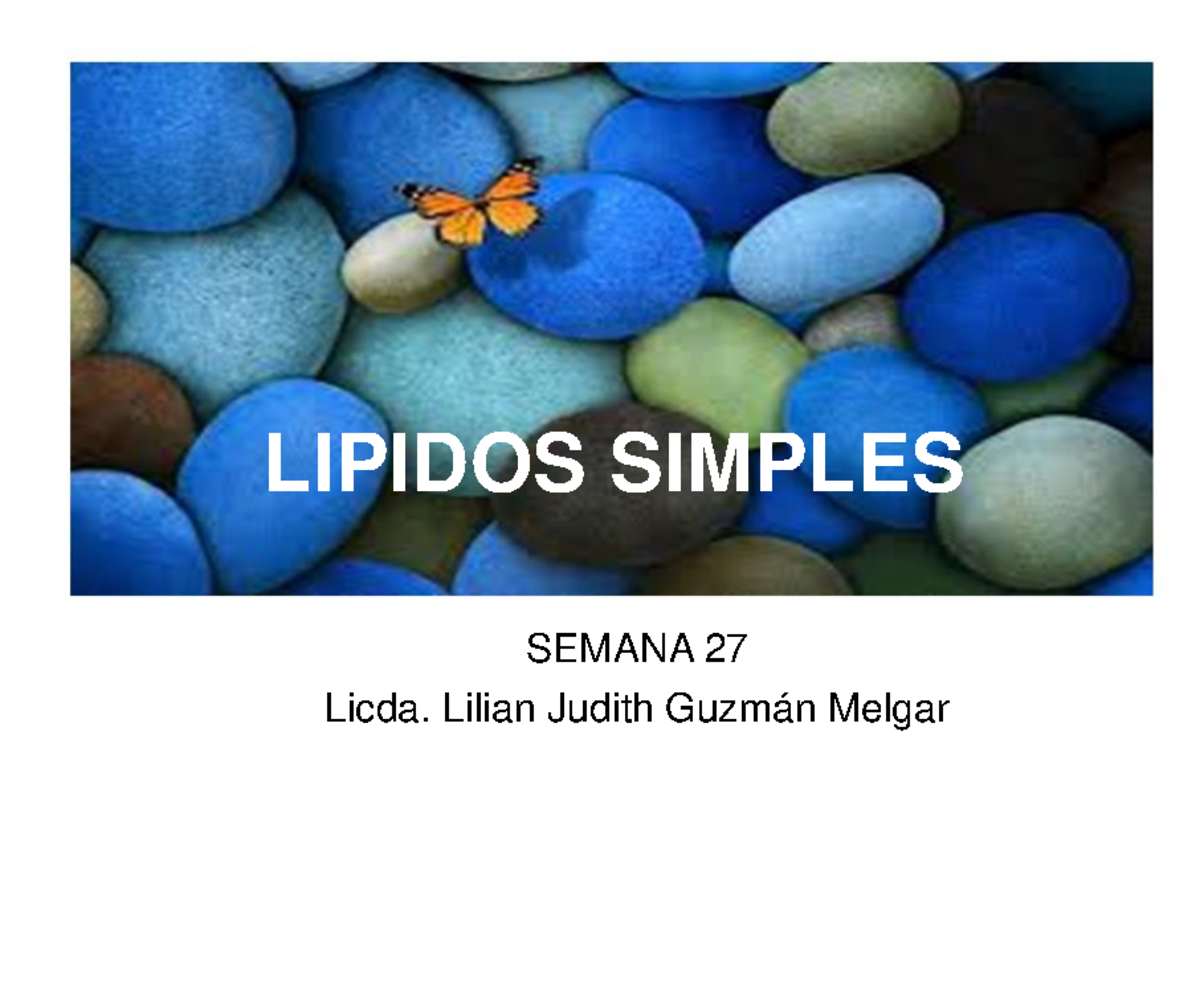 27 lipidos simples 2019 - LIPIDOS SIMPLES SEMANA 27 Licda. Lilian ...