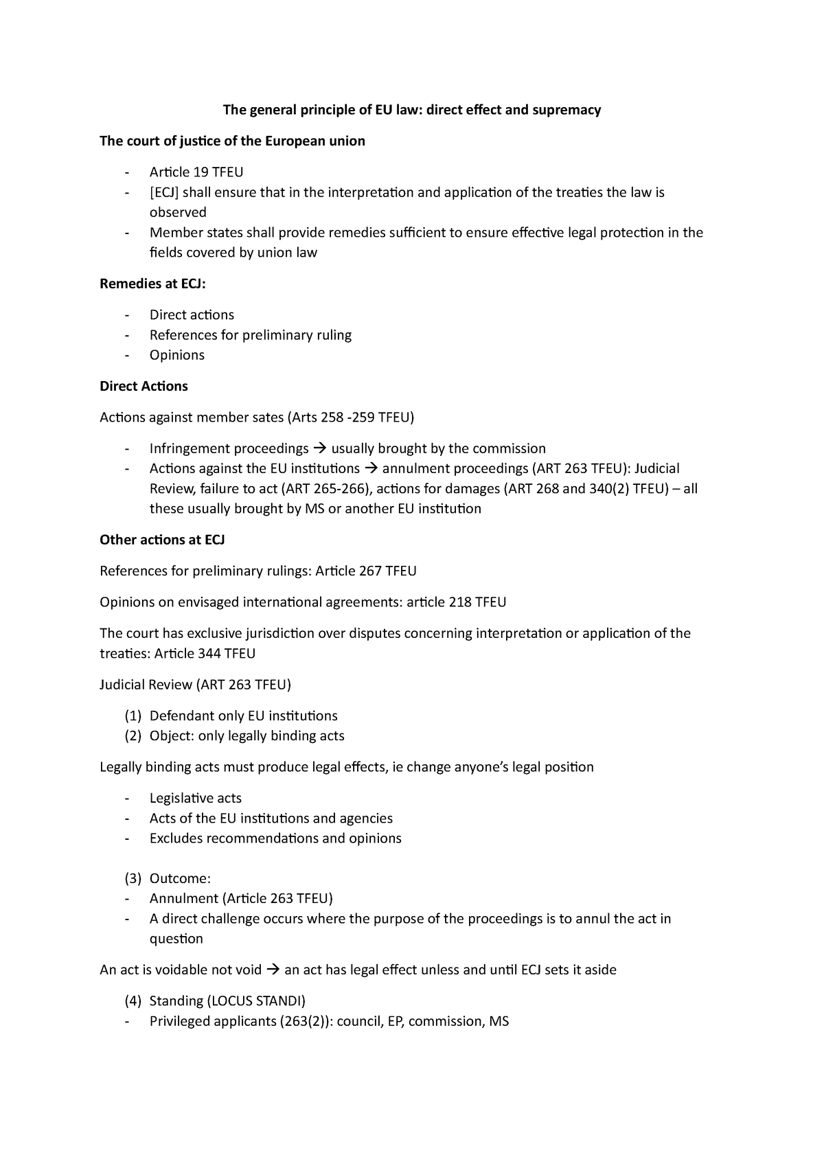 direct effect and supremacy eu law essay