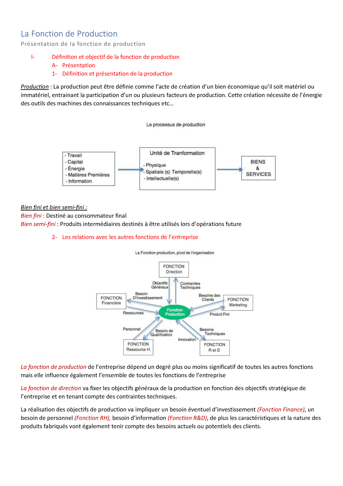 La Fonction De Production - Cette Création Nécessite De L’énergie Des ...