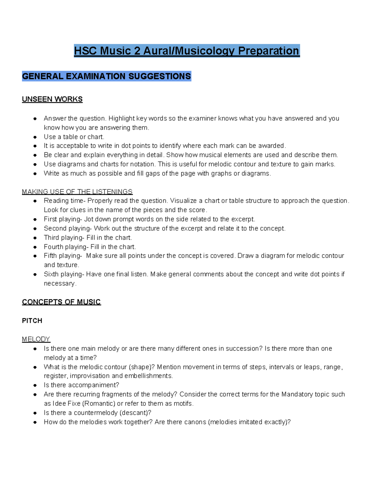HSC Aural and Musicology Preparation - HSC Music 2 Aural/Musicology ...