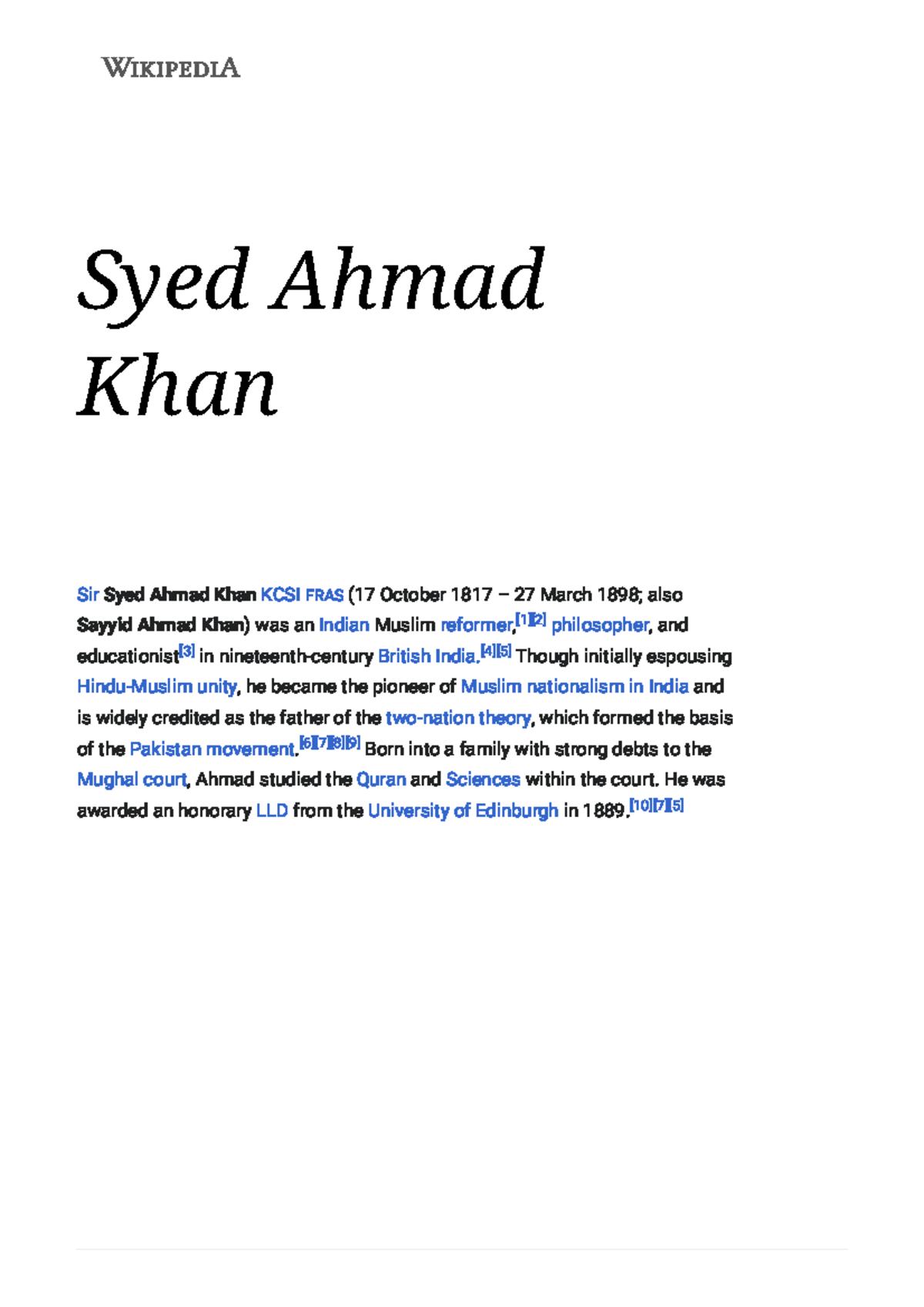 Syed Ahmad Khan 12- Wikipedia - Syed Ahmad Khan SirSyed Ahmad ...
