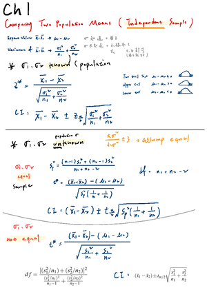 Cheat Sheet from Statistics class 2017 - - Studocu