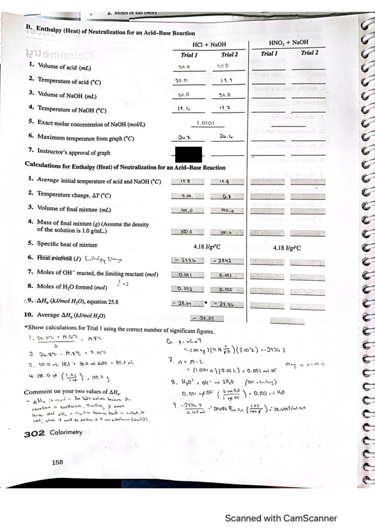 Calorimetry Report CHEM 1240 Studocu