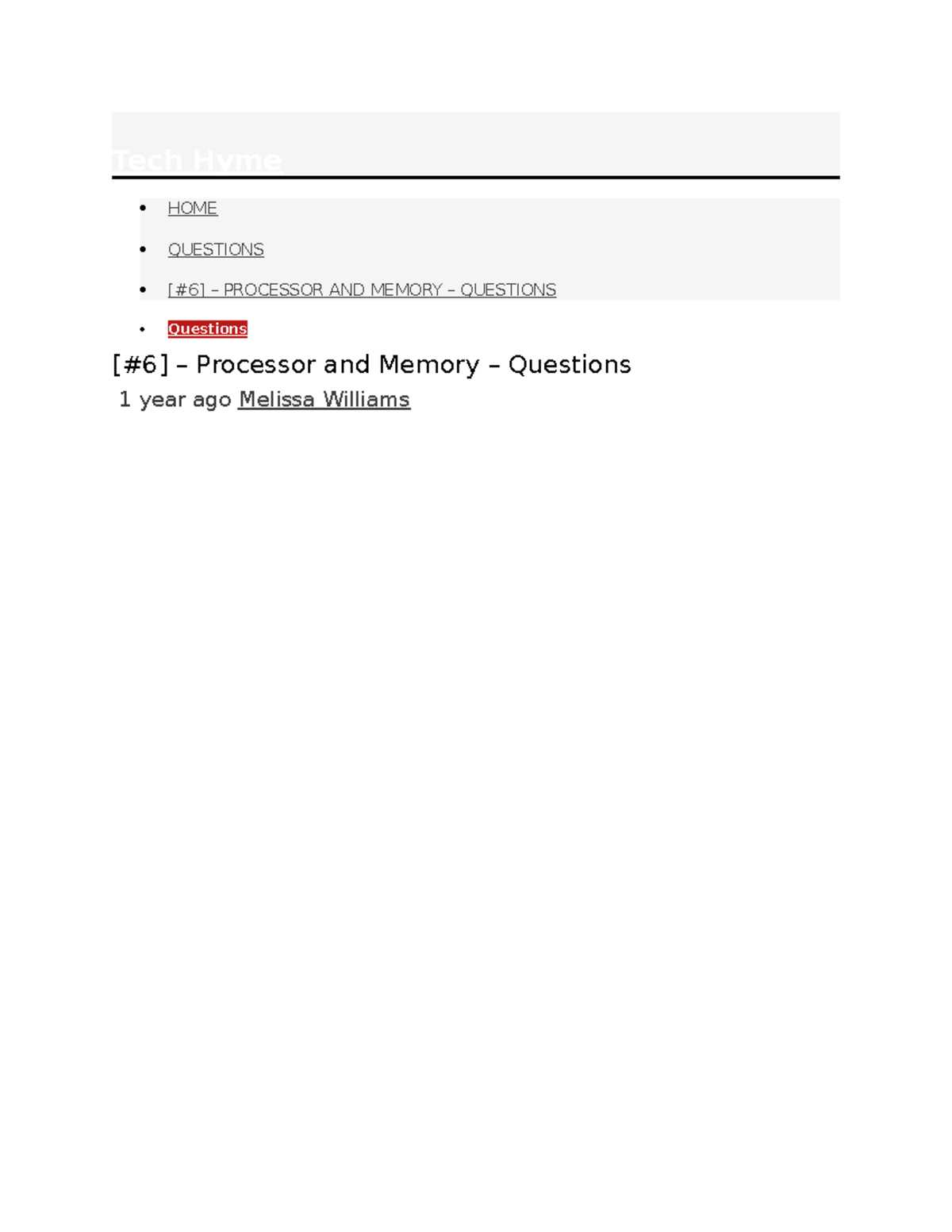 Topice 4 comp - Assessment - Tech Hyme HOME QUESTIONS [#6] – PROCESSOR ...