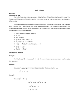 10 - calculus - Basic Calculus Module 1 Lesson 1 WHAT TO KNOW Function ...