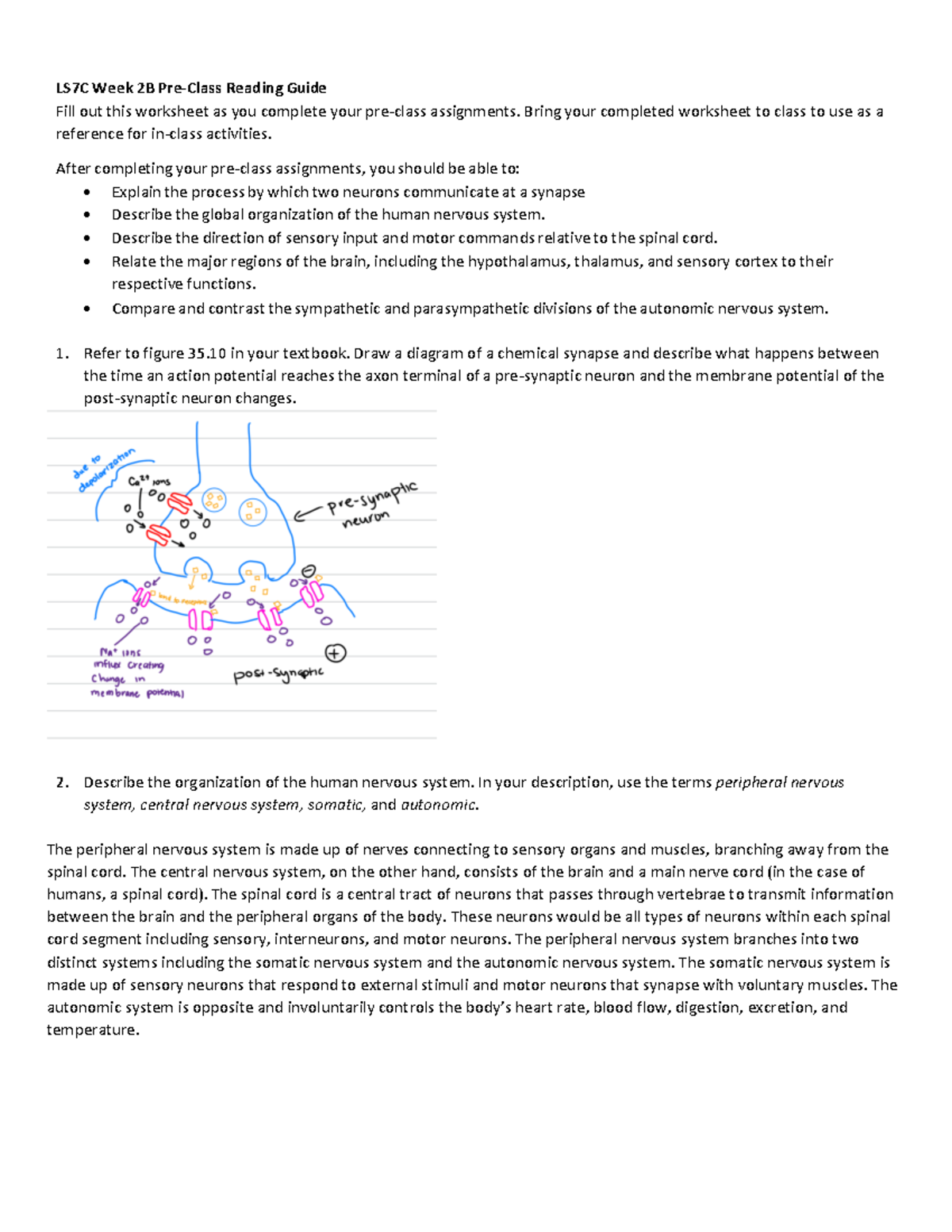 LS7C Week 2B Pre-Class Reading Guide - Name Deep Mehta LS7C Week 2B Pre ...