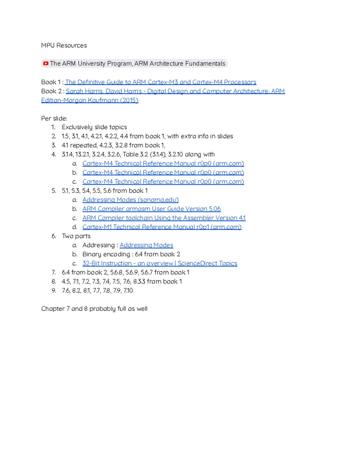 Note MPU Microprocessor Study Guide MPU Resources The ARM