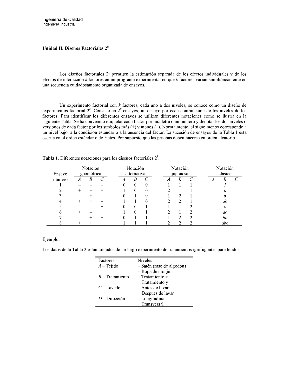 Yates - Ingeniería De Calidad Ingeniería Industrial Unidad II. Diseños ...