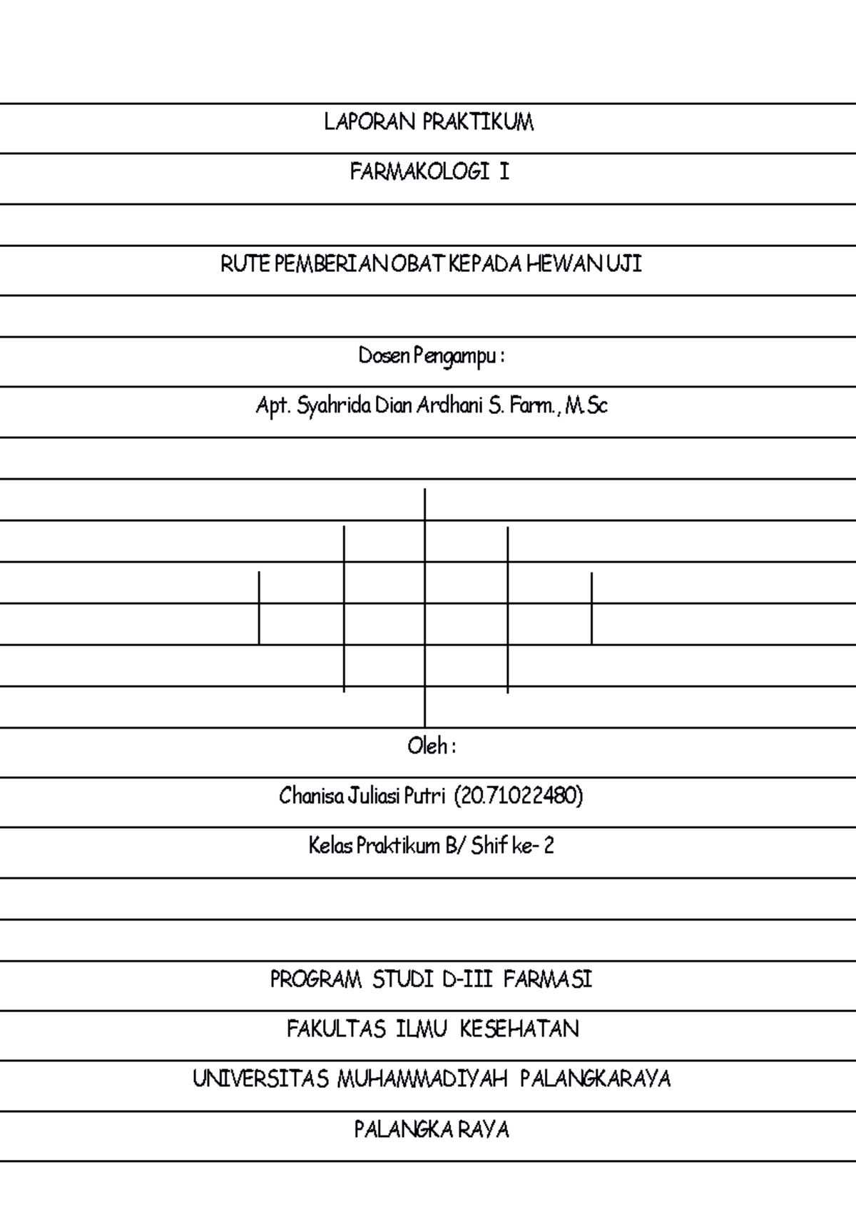 Laporan Farmakologi - YO - LAPORAN PRAKTIKUM FARMAKOLOGI I RUTE ...