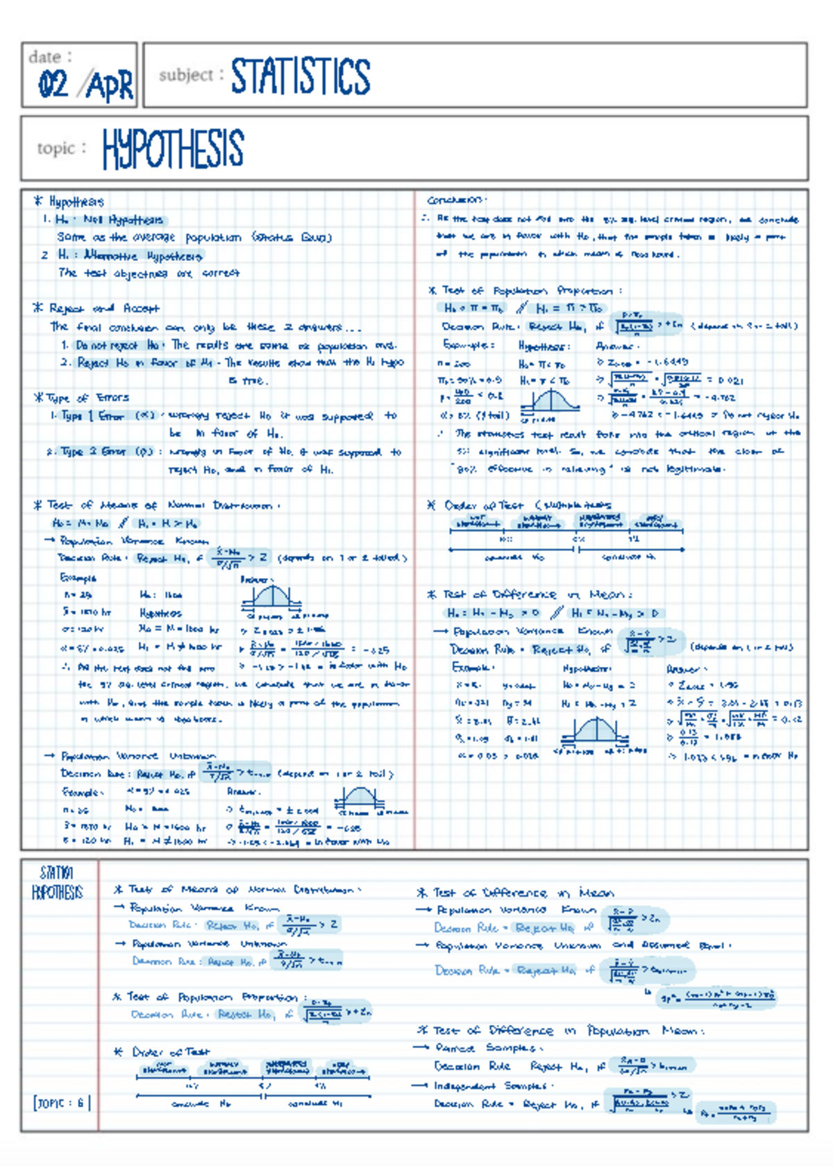 Statistics - Hypothesis Testing - 12 PR SAISIS - y. Sg * Hypothesis ...