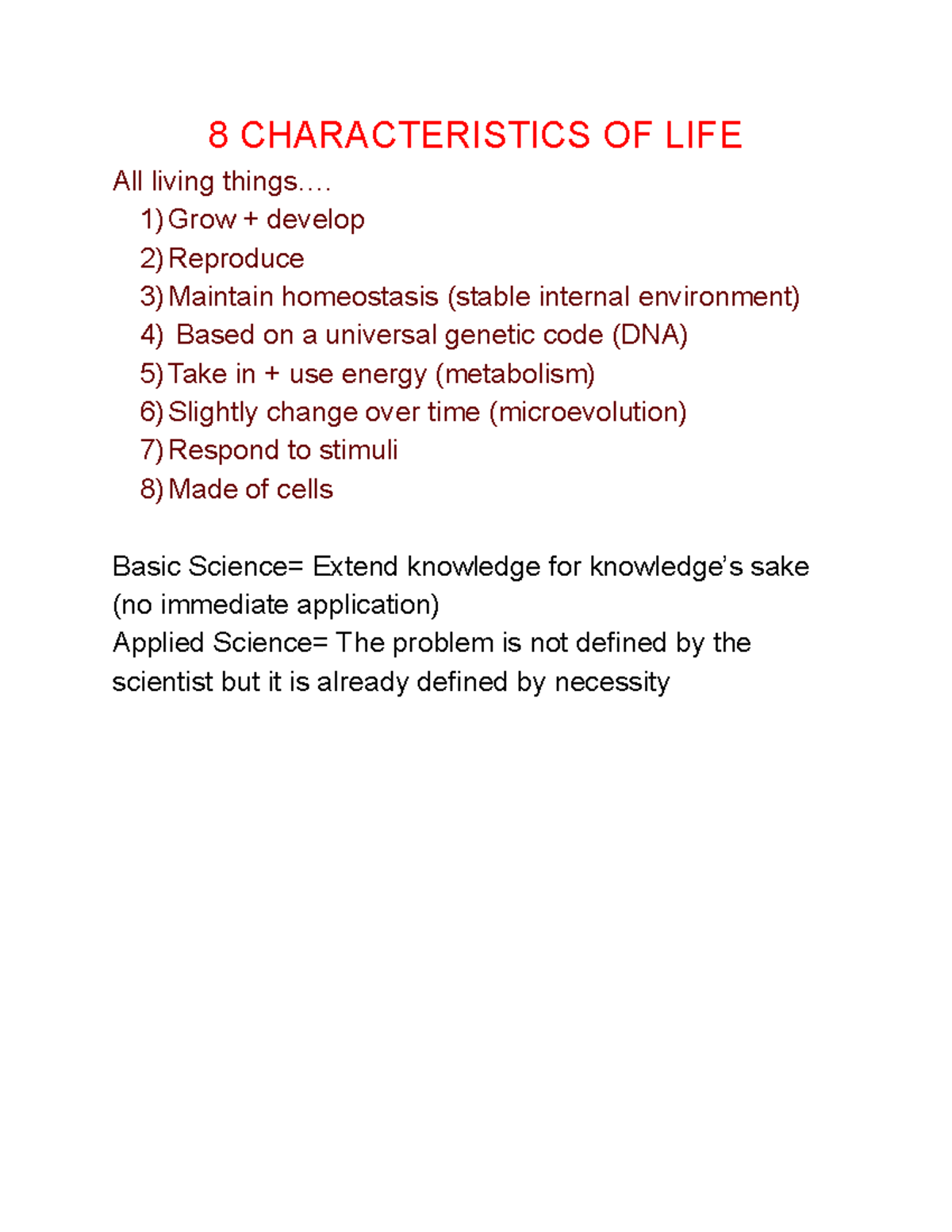 8 Characteristics of Life in Biology