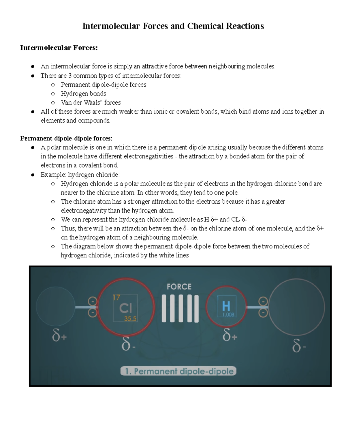 Intermolecular Forces and Chemical Reactions - Intermolecular Forces ...