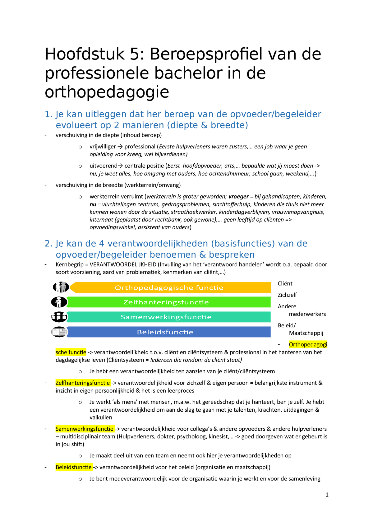 Orthopedagogiek Eerste Jaar Orthopedagogie (H5) - StuDocu