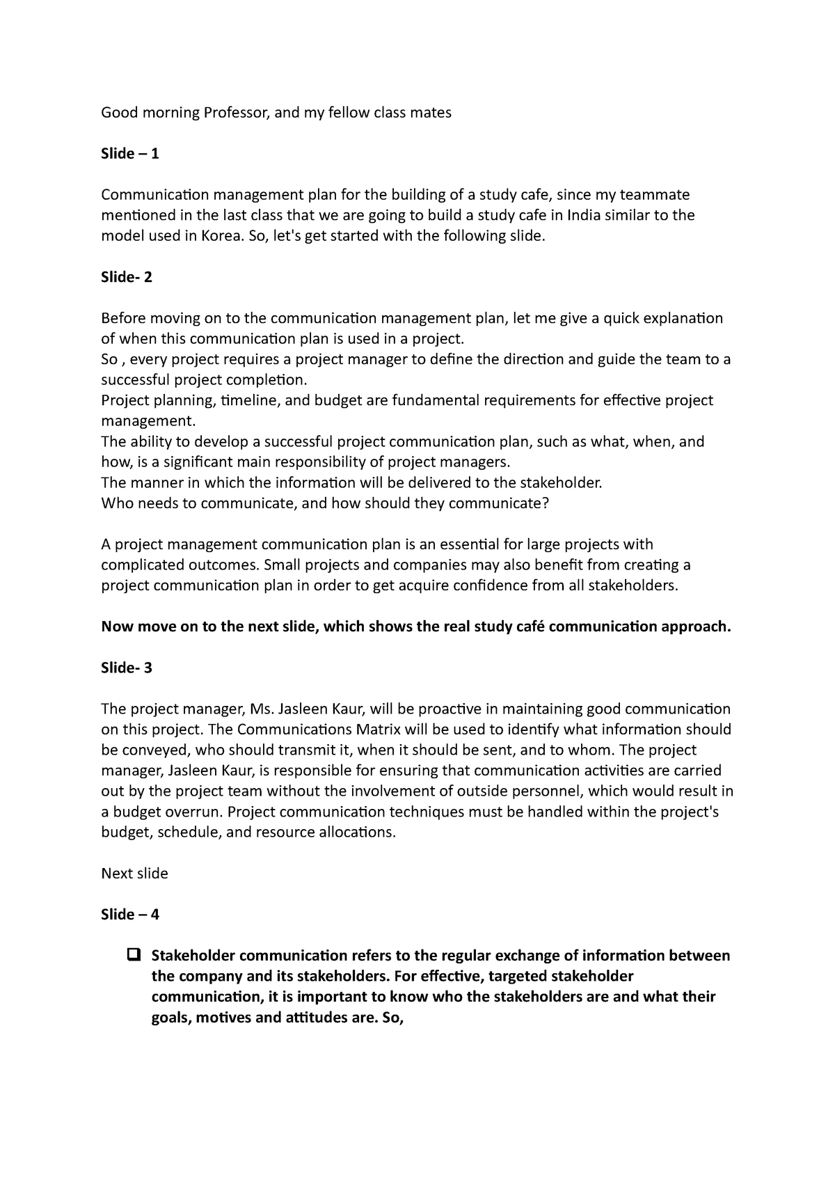 CMP- Keypoints Project management - WINP1003 - Studocu