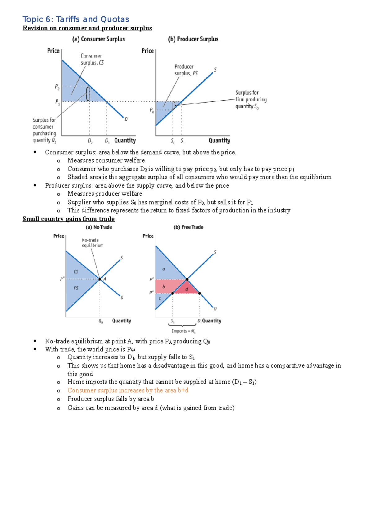 International Economics Topic 6 Notes - Topic 6: Tariffs and Quotas ...