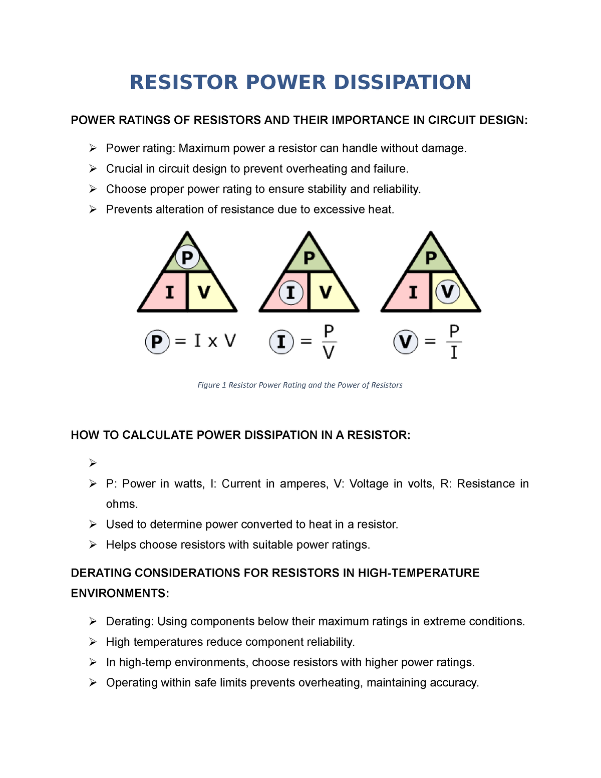 Rating Basics Electrical Engineering Resistor Power Dissipation Power Ratings Of Resistors 0699