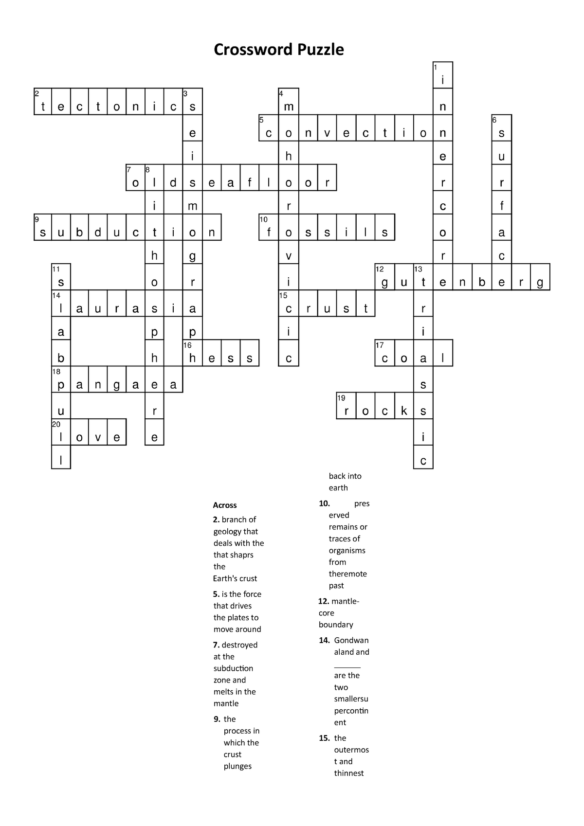 Answer Key Lecture notes 1 2 Crossword Puzzle Across 2 branch of