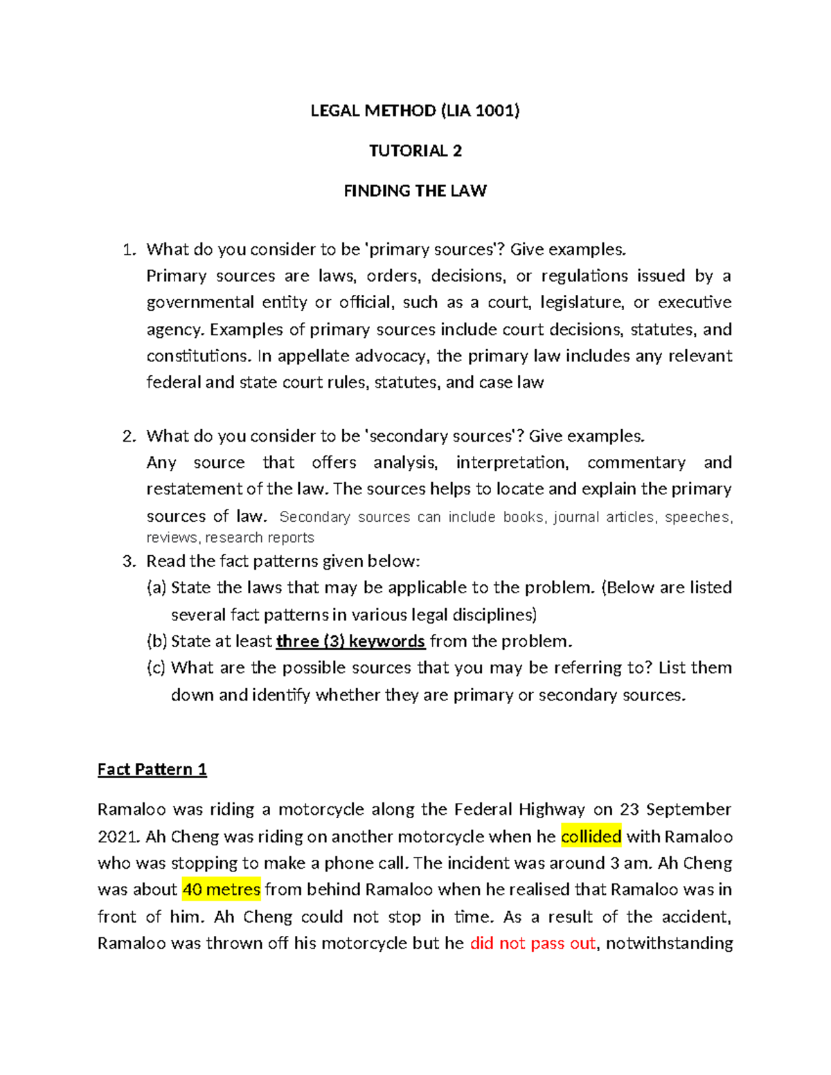 Legal Method Tutorial 2 Sources For Legal Research Legal Method Lia 1001 Tutorial 2 Finding Legal Method Tutorial 2 Sources For Legal Research Legal Method Lia 1001 Tutorial 2 Finding