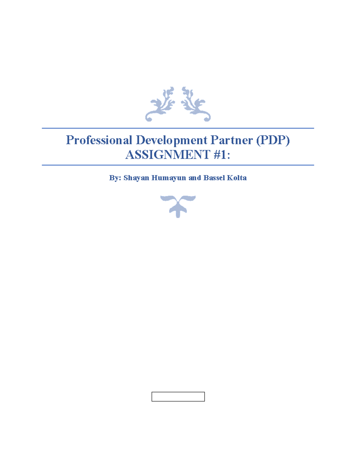 1BA3Assignment#PDP#1 (Shayan and Bassel) - Professional Development ...