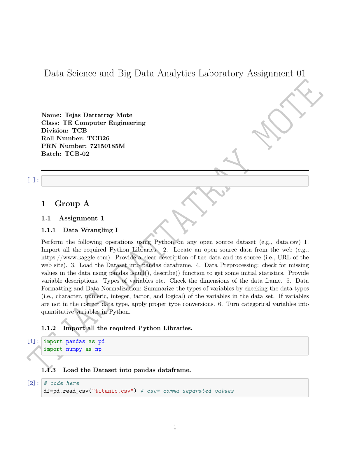 data wrangling assignment 1