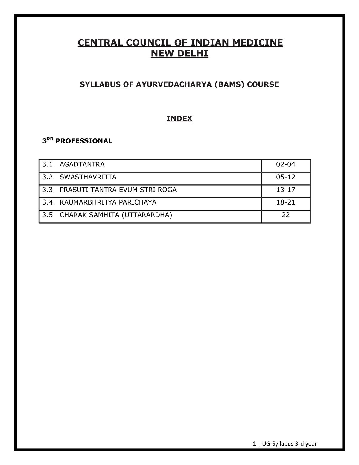 3rd year syllabus CENTRAL COUNCIL OF INDIAN MEDICINE NEW DELHI