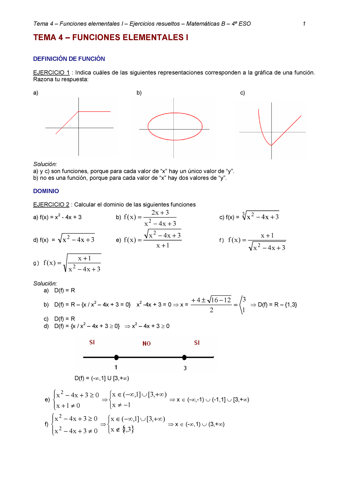 Ejercicios Resueltos Funciones 4 Eso Tema 4 Funciones Elementales I DefiniciÓn De FunciÓn 4446