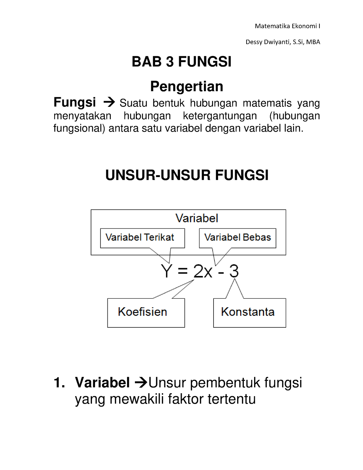 Bahan Ajar BAB 3 Fungsi - Yes - Dessy Dwiyanti, S, MBA BAB 3 FUNGSI ...