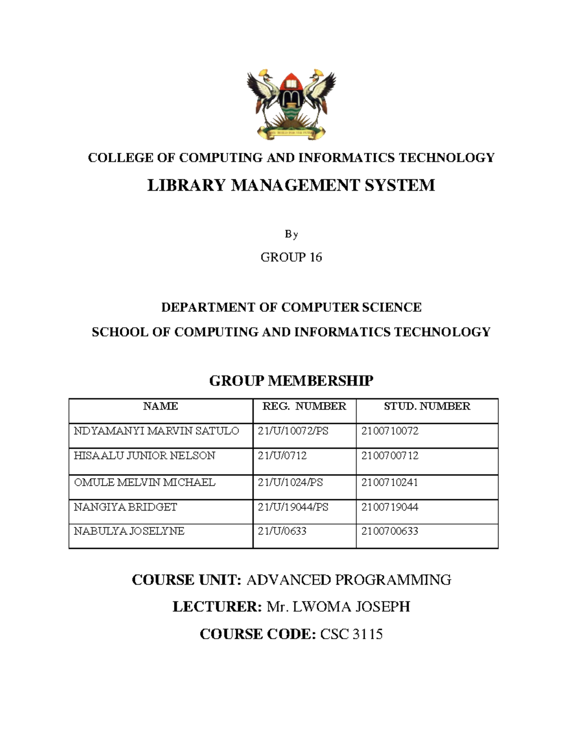 Advanced Programming concept - COLLEGE OF COMPUTING AND INFORMATICS ...