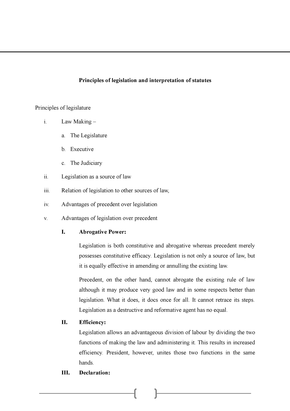 Principles of legislation and interpretation of statutes - 1 Principles ...