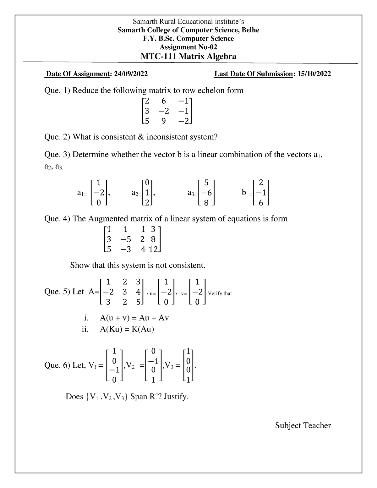 Assignment 2 - Samarth Rural Educational institute’s Samarth College of ...