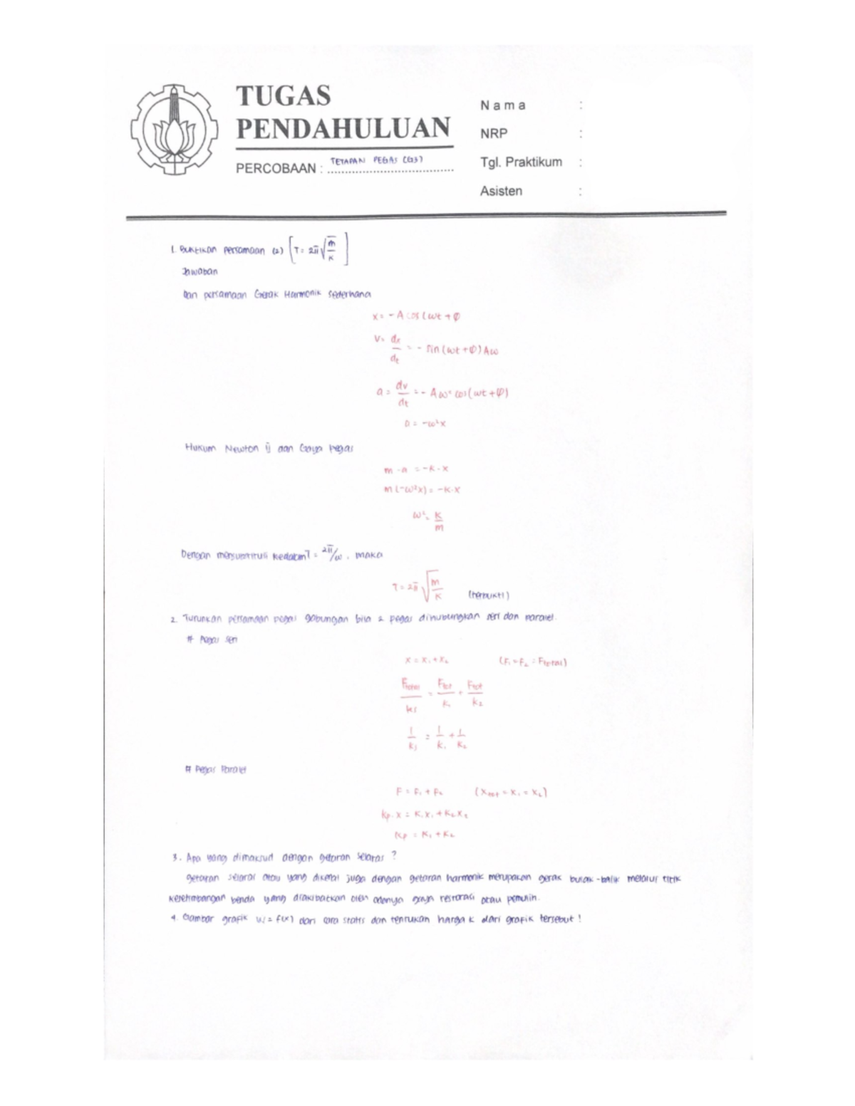 Tugas Pendahuluan M3 - Fisika Dasar I – Physics - Studocu