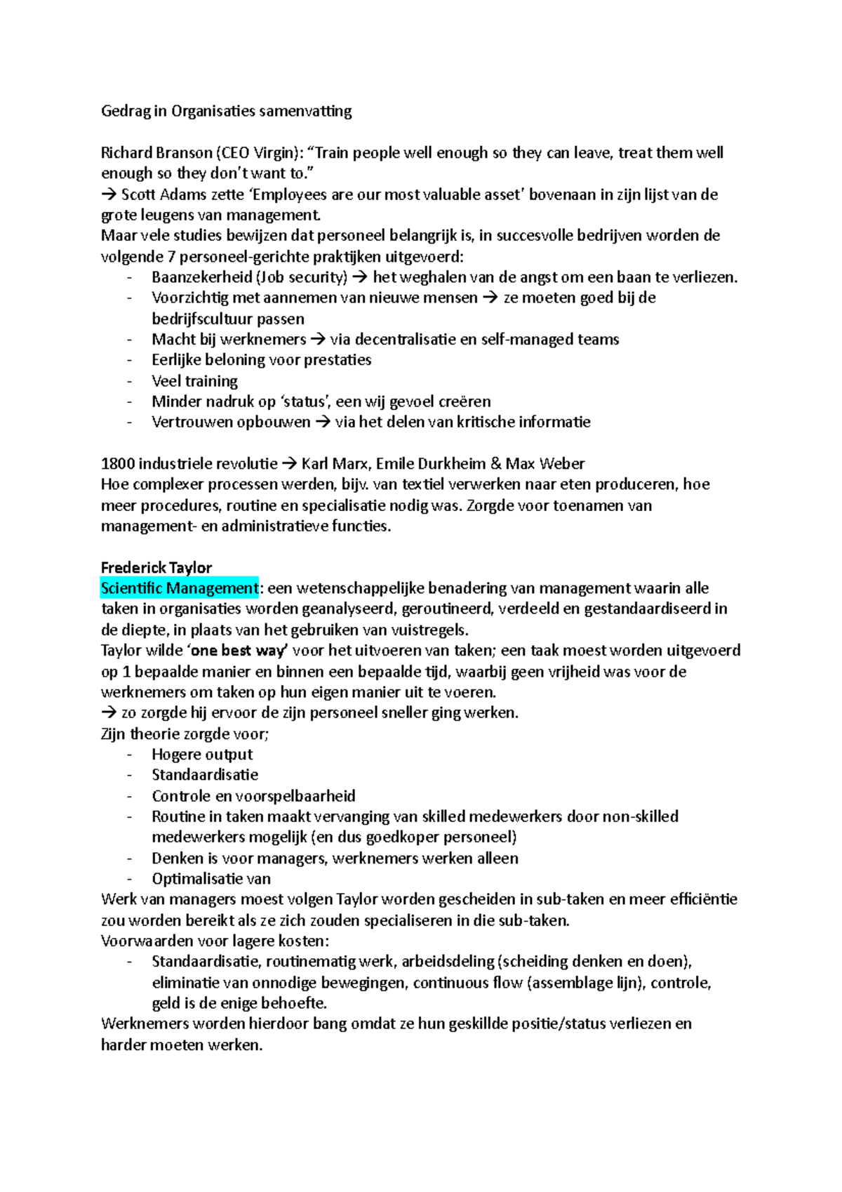 Samenvatting Hoofdstuk 1 Gedrag In Organisaties - Gedrag In ...