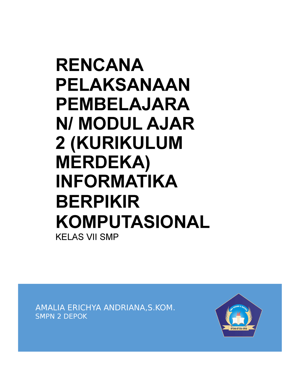 RPP BAB 2 Berpikir Komputasional - RENCANA PELAKSANAAN PEMBELAJARA N ...