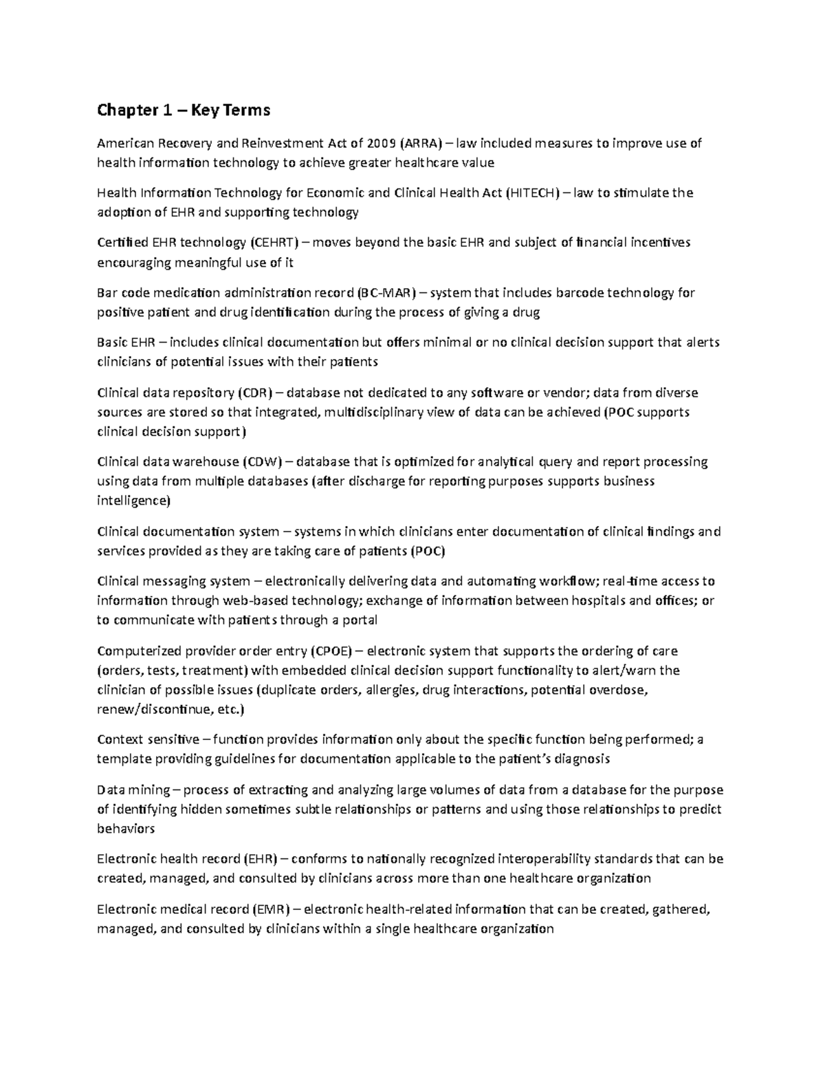 LCHI 466 - Chapter 1 Key Terms - Chapter 1 – Key Terms American ...