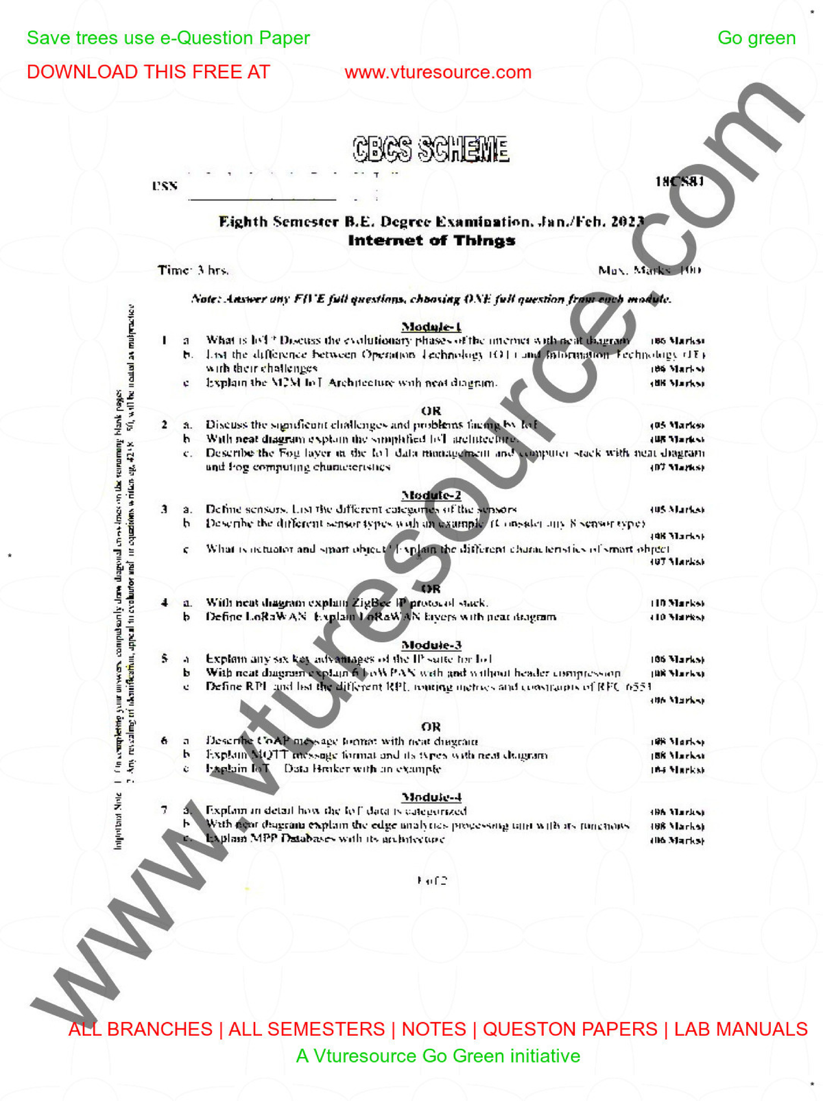 Feb-2023 - Question paper for IOT - Computer Networking - Studocu